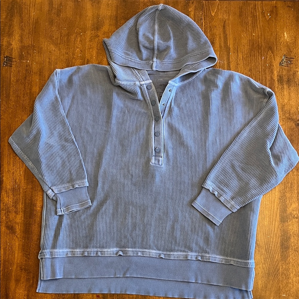 Aerie Down To Earth Henley Hoodie, Sz L